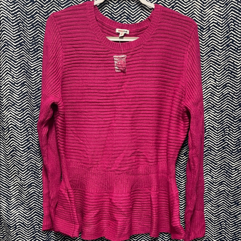 BONGO Women's Fuchsia Crew Neck Sweater